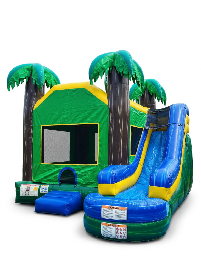 6 in 1 Tropical Bounce House Water Slide Combo (Wet or Dry)