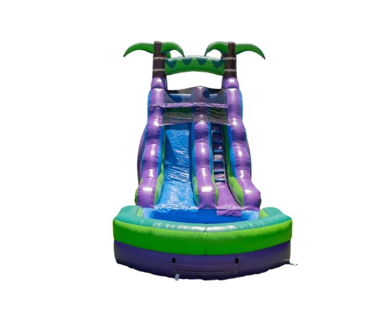 15ft Purple Tropical Waterslide with splash pool